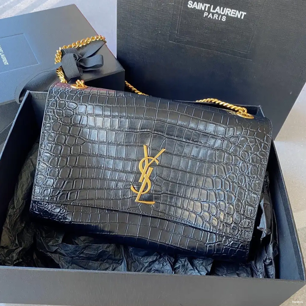 Repzbay REP LEATHER AND MEDIUM REVERSIBLE SUEDE KATE IN CROCODILE-EMBOSSED YSL 0615